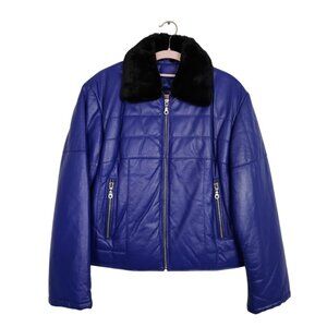 NEW WILSONS LEATHER Bomber Jacket Coat PURPLE BLUE size S Fall Winter Preppy Y2K